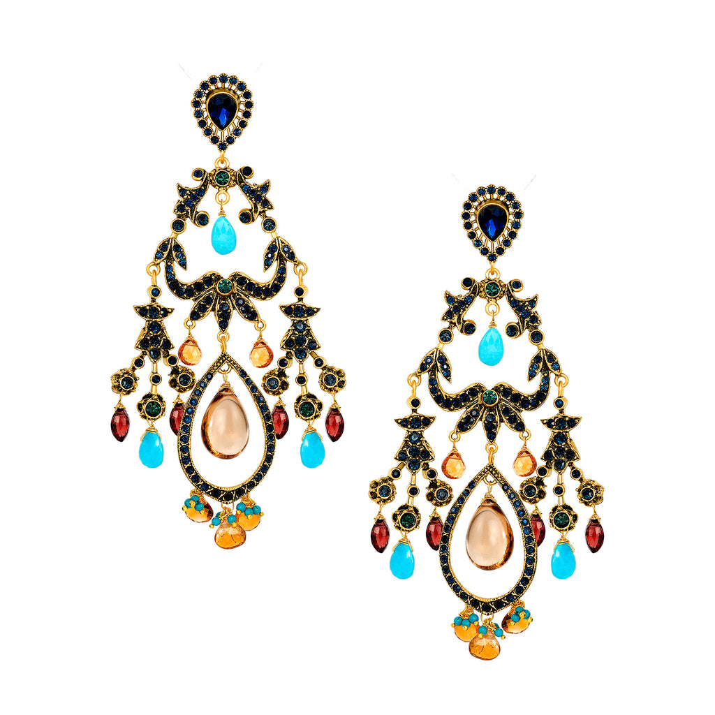 Vintage Reign Earrings with Whiskey Topaz Drop