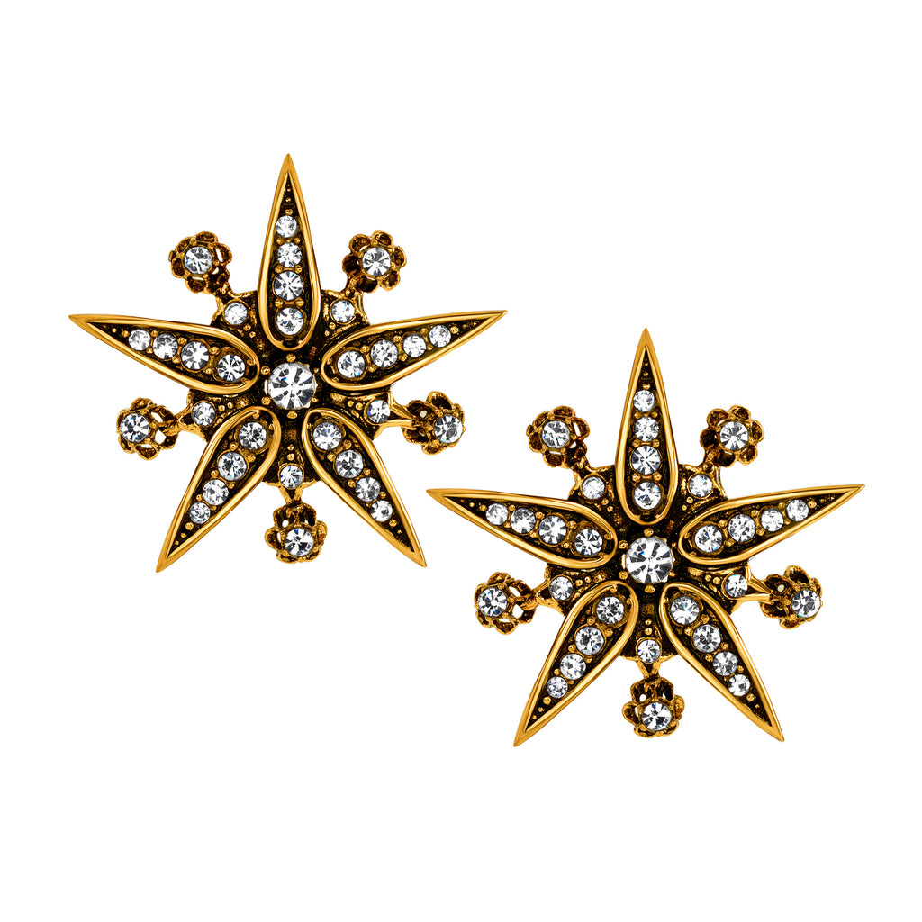 Vintage Petite Trianon Starburst Clip On Stud Earrings