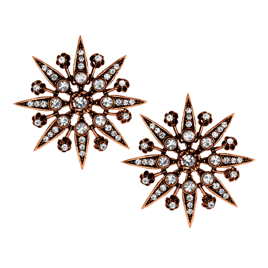 Vintage Trianon Starburst Clip On Earrings