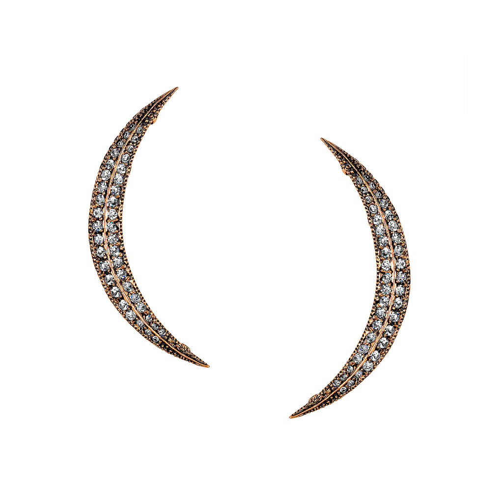 Vintage Celestial Crescent Moon Studs as featured in Martha Stewart Weddings Magazine