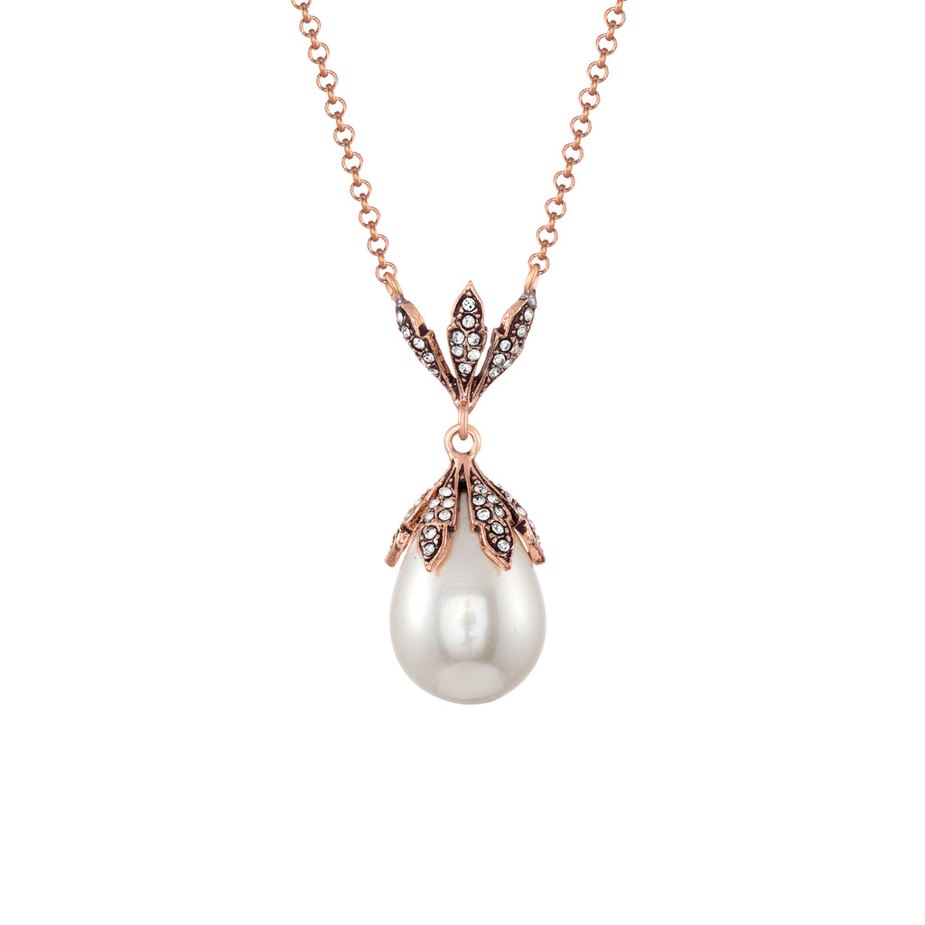 AZAARA VINTAGE CLASSIC BLACK PEARL DROP PENDANT NECKLACE