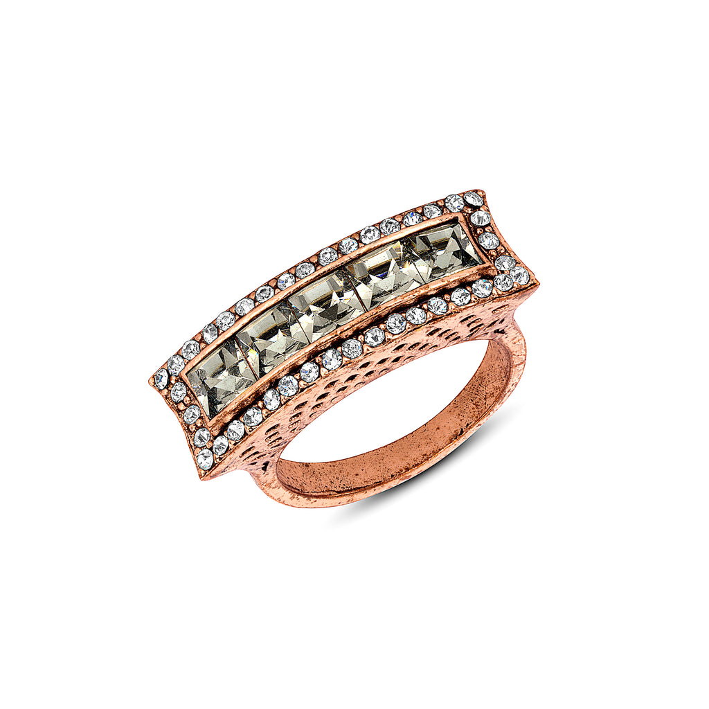 Azaara Vintage Baguette Crystal Band Ring