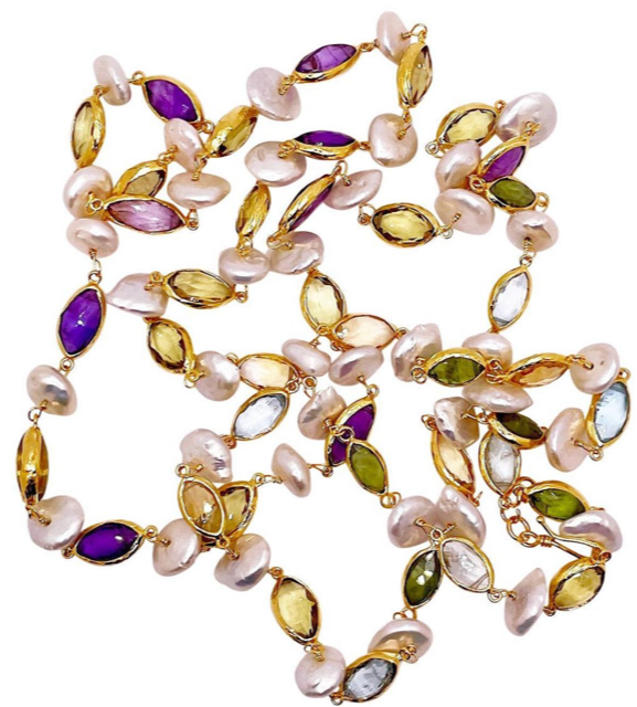 Amethyst, Lemon and Rose Quartz, Aquamarine and Prehnite