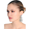 Silver Plate Vintage Triple Flower Crystal Earrings