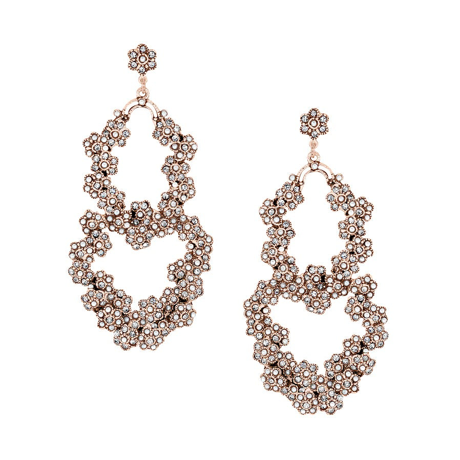 Vintage Pearl and Crystal Floral Earrings