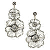 Silver Plate Vintage Triple Flower Crystal Earrings