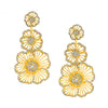 Vintage Yellow Gold Triple Flower Earrings