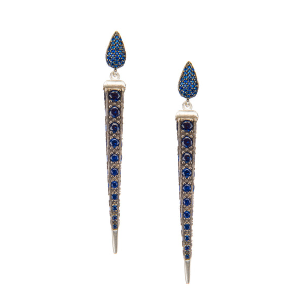 Florentine Sapphire CZ Dagger Earrings