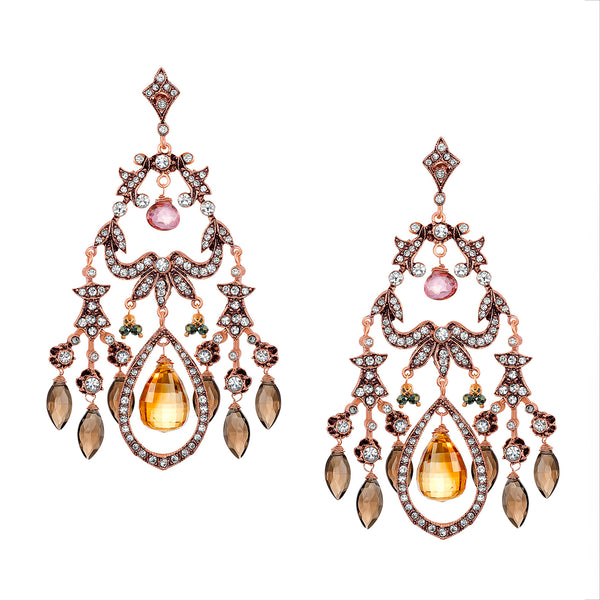 Vintage Reign Earrings with Citrine Drops