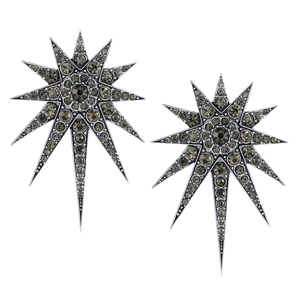 Vintage Black Diamond Celestial Falling Stars Earrings