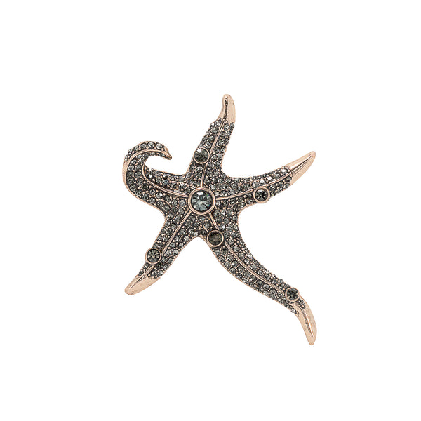Vintage Black Diamond Starfish Brooch