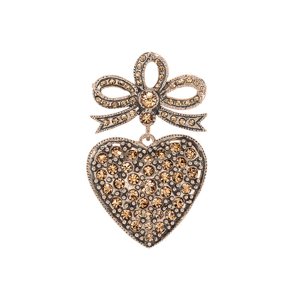 Vintage Champagne Heart Brooch