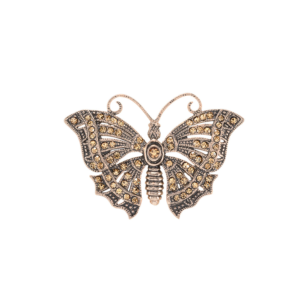Vintage Champagne Butterfly Brooch