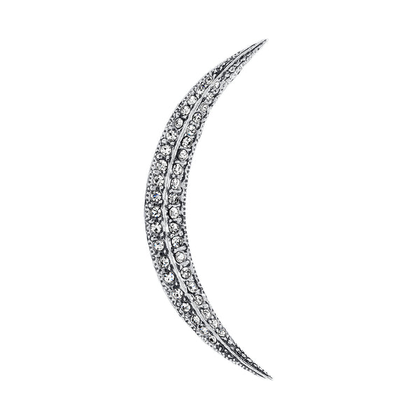 Vintage Silver Plate Crescent Moon Brooch
