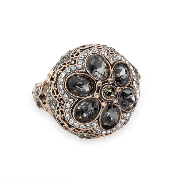 Vintage Black Diamond Floral Bud Ring